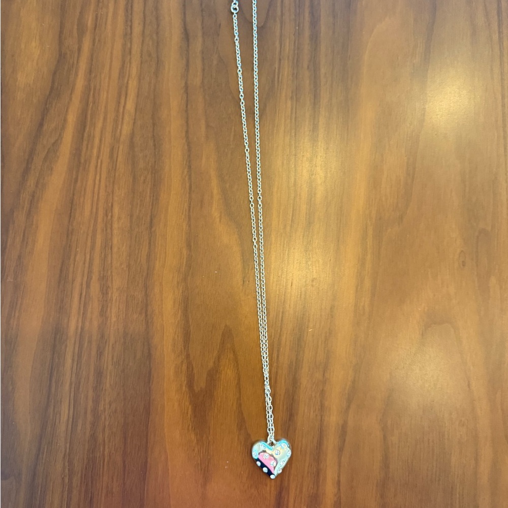 Heart Pendant Necklace with Pink and Silver Accents